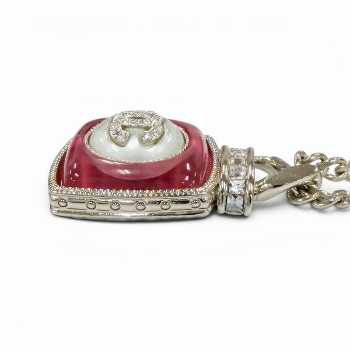 極美品☆CHANEL シャネル A22C ココマーク ラインストーン 香水モチーフ ペンダント ネックレス ゴールド ピンク フランス製 レディース