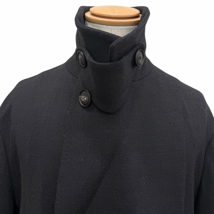 極美品□EMPORIO ARMANI エンポリオ アルマーニ 黒タグ 裏グレンチェック柄 ダブルブレスト チェスターコート チャコール 54 伊製 正規品
