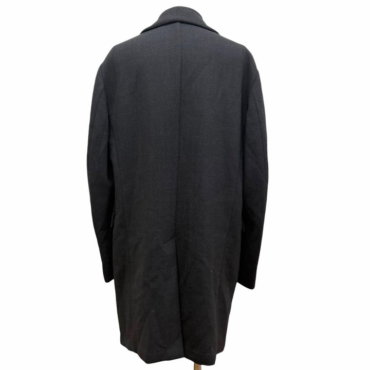 極美品□EMPORIO ARMANI エンポリオ アルマーニ 黒タグ 裏グレンチェック柄 ダブルブレスト チェスターコート チャコール 54 伊製 正規品