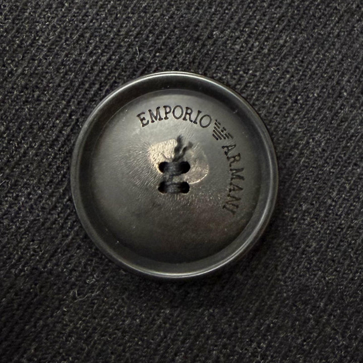 極美品□EMPORIO ARMANI エンポリオ アルマーニ 黒タグ 裏グレンチェック柄 ダブルブレスト チェスターコート チャコール 54 伊製 正規品