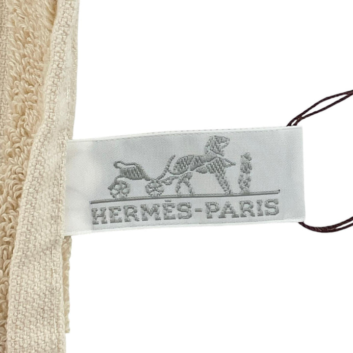未使用品▲HERMES エルメス ステアーズ コットン100％ Hロゴ フェイスタオル ベージュ フランス製 正規品 レディース 箱付き