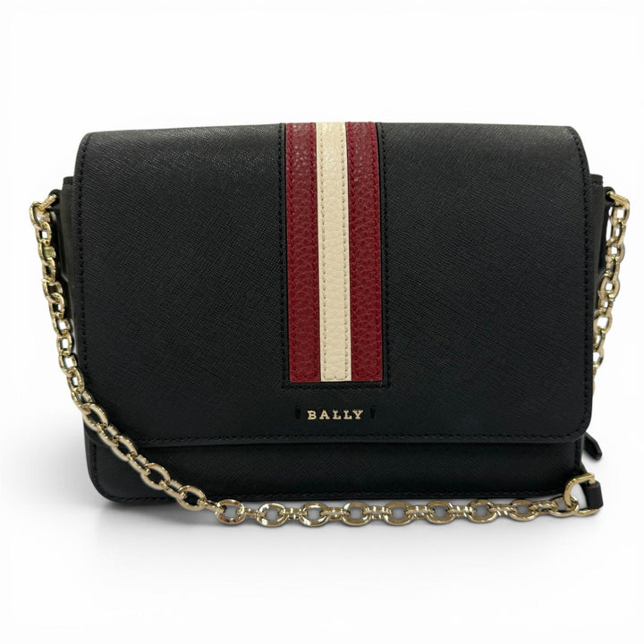 極美品☆BALLY バリー Seliah ロゴ金具 レザー チェーン ショルダーバッグ ブラック ゴールド金具 レディース