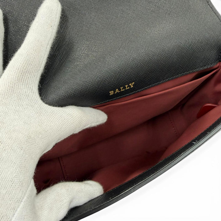 極美品☆BALLY バリー Seliah ロゴ金具 レザー チェーン ショルダーバッグ ブラック ゴールド金具 レディース