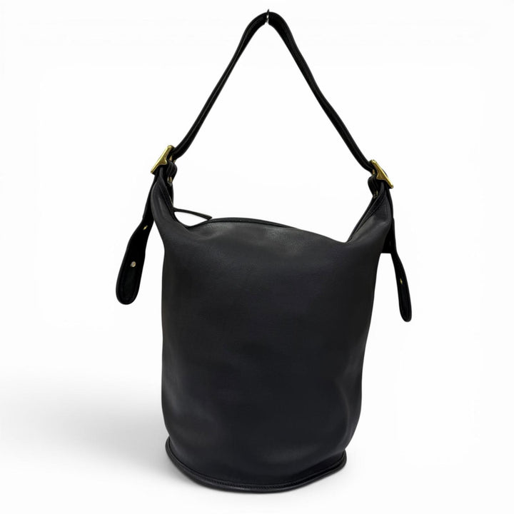 美品☆COACH コーチ ヴィンテージ 9085 オールドコーチ グローブレザー バケツ型 ハンドバッグ ショルダーバッグ ブラック レディース