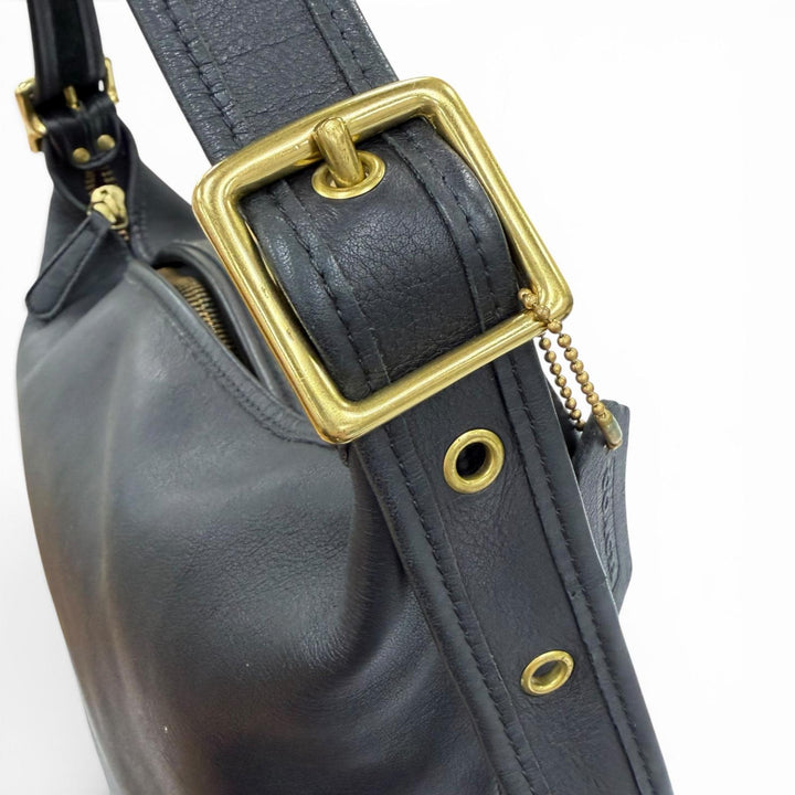 美品☆COACH コーチ ヴィンテージ 9085 オールドコーチ グローブレザー バケツ型 ハンドバッグ ショルダーバッグ ブラック レディース