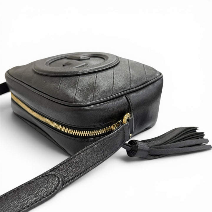 美品△GUCCI グッチ 742360 ブロンディ スモール フリンジ タッセル レザー ショルダーバッグ ブラック イタリア製 レディース 保存袋付