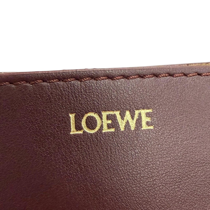 美品△LOEWE ロエベ A657V25X01 パズルフォルド トートミニ シャイニーカーフスキン 2WAY ハンドルバッグ ショルダーバッグ バーガンディ