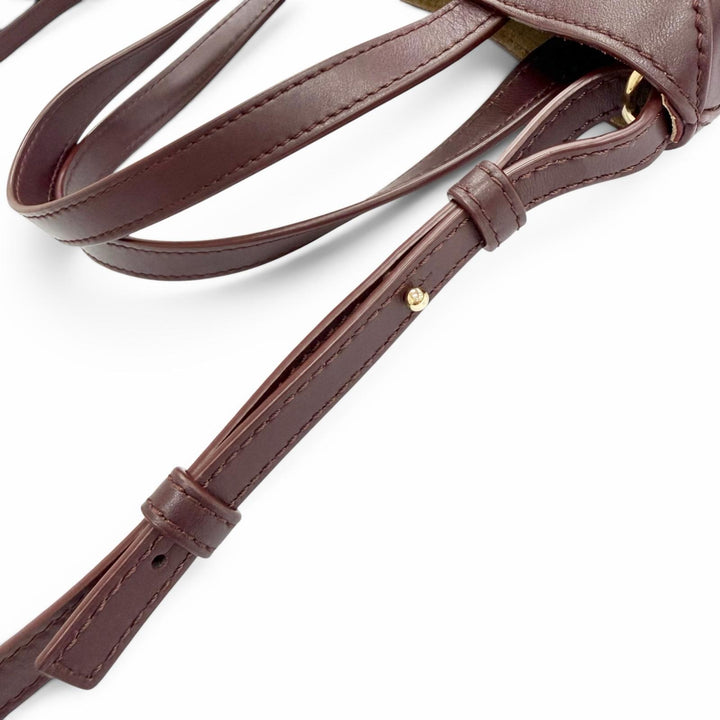 美品△LOEWE ロエベ A657V25X01 パズルフォルド トートミニ シャイニーカーフスキン 2WAY ハンドルバッグ ショルダーバッグ バーガンディ