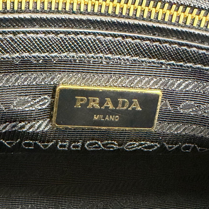 美品☆PRADA プラダ 1BA896 ガレリア スモール サフィアーノレザー 2WAYバッグ ショルダーバッグ ハンドバッグ ブラック ゴールド金具
