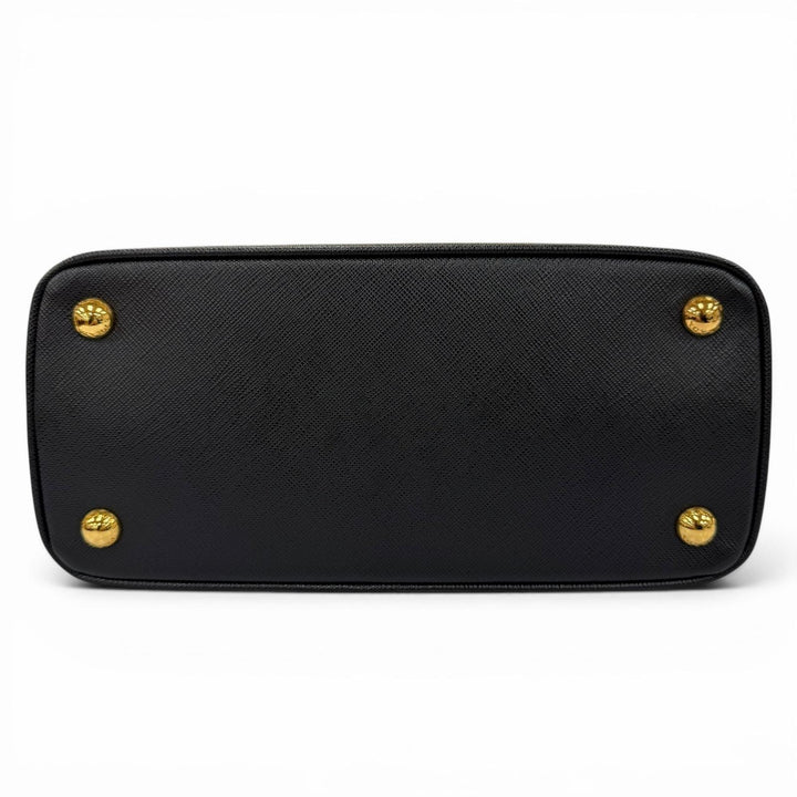 美品☆PRADA プラダ 1BA896 ガレリア スモール サフィアーノレザー 2WAYバッグ ショルダーバッグ ハンドバッグ ブラック ゴールド金具