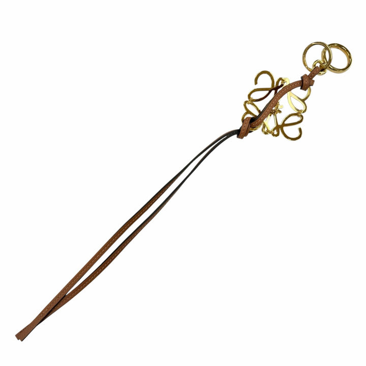 美品◇LOEWE ロエベ C821232X01 クラシックカーフ タン アナグラム キーホルダー バッグチャーム ゴールド金具 スペイン製 箱・保存袋付