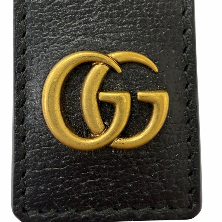美品□GUCCI グッチ 522885 レザー GGマーモント ロゴゴールド金具 札ばさみ マネークリップ 財布 ブラック イタリア製 メンズオススメ◎