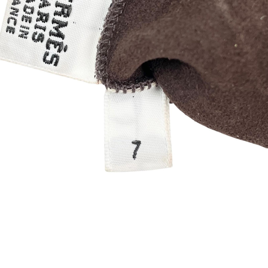 極美品▲HERMES エルメス ラムスキン Leather ラムレザー パンチング グローブ 手袋 ダークブラウン 7 フランス製 レディース