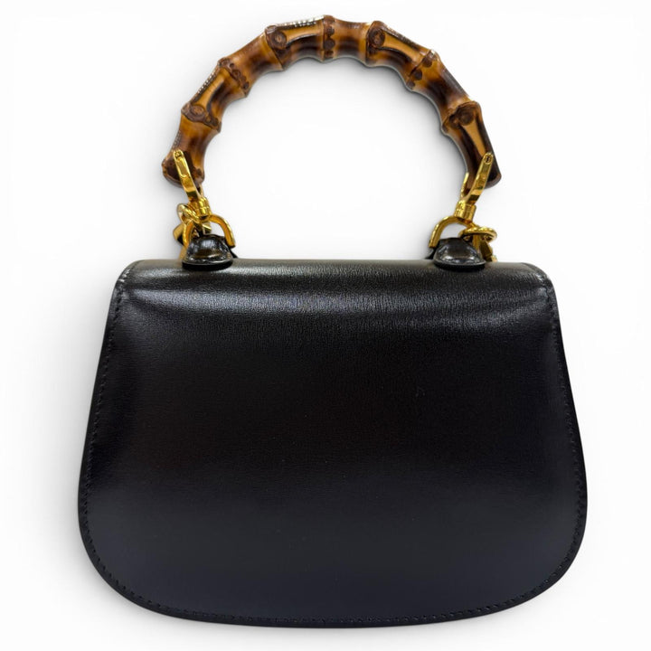 極美品☆GUCCI グッチ 686864 グッチ バンブー 1947 ミニバッグ レザー 2WAYハンドバッグ ショルダーバッグ ブラック 伊製 レディース