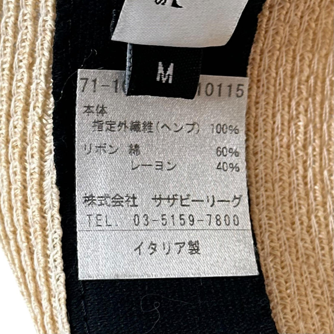 極美品▲MAISON MICHEL メゾンミッシェル ヘンプ100％ Mロゴ ストロー ハット ピンク ナチュラル M イタリア製 正規品 レディース