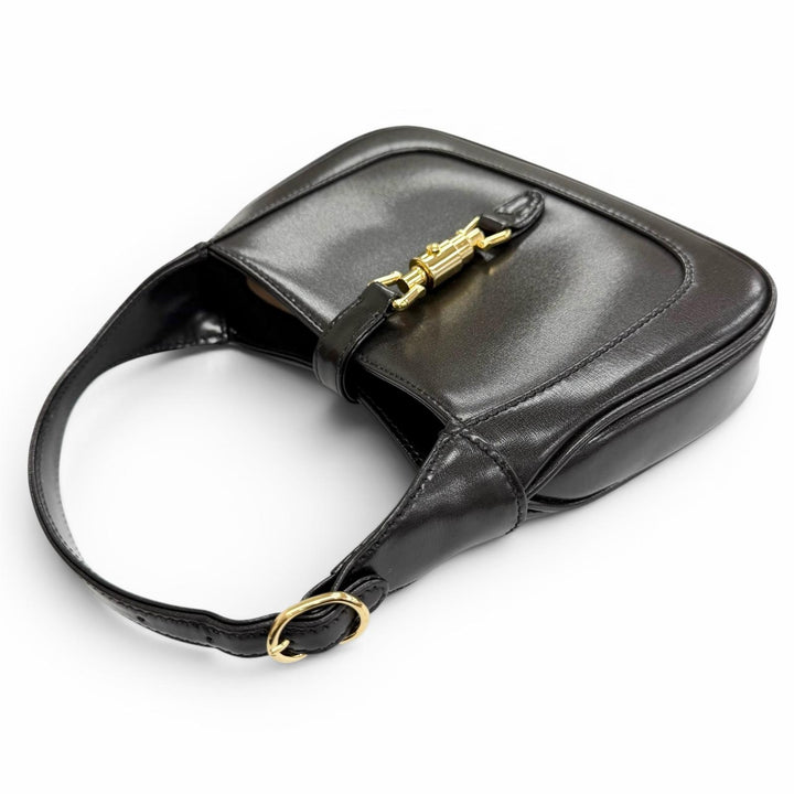 美品△GUCCI グッチ 637091 ジャッキー 1961 ミニ ショルダーバッグ レザー 2WAY ハンドバッグ ブラック ゴールド金具 箱 保存袋付き