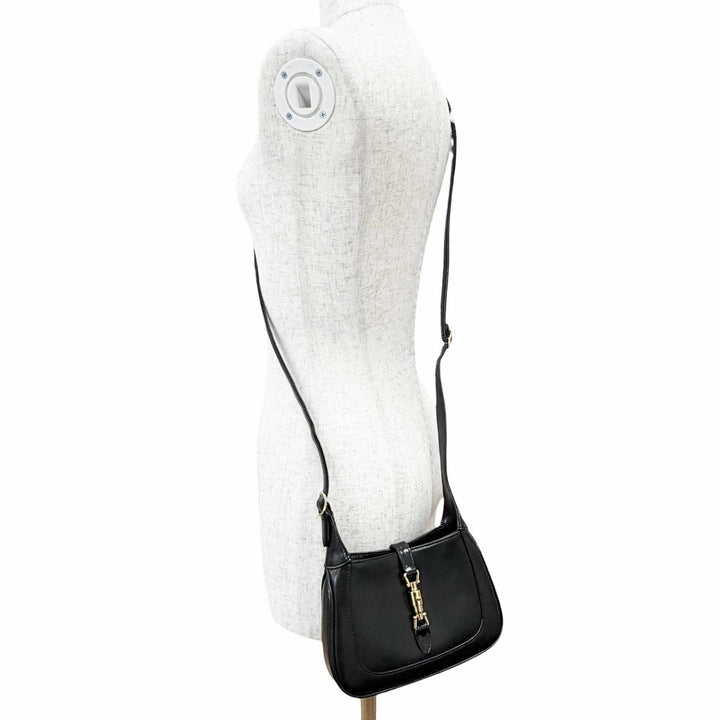 美品△GUCCI グッチ 637091 ジャッキー 1961 ミニ ショルダーバッグ レザー 2WAY ハンドバッグ ブラック ゴールド金具 箱 保存袋付き