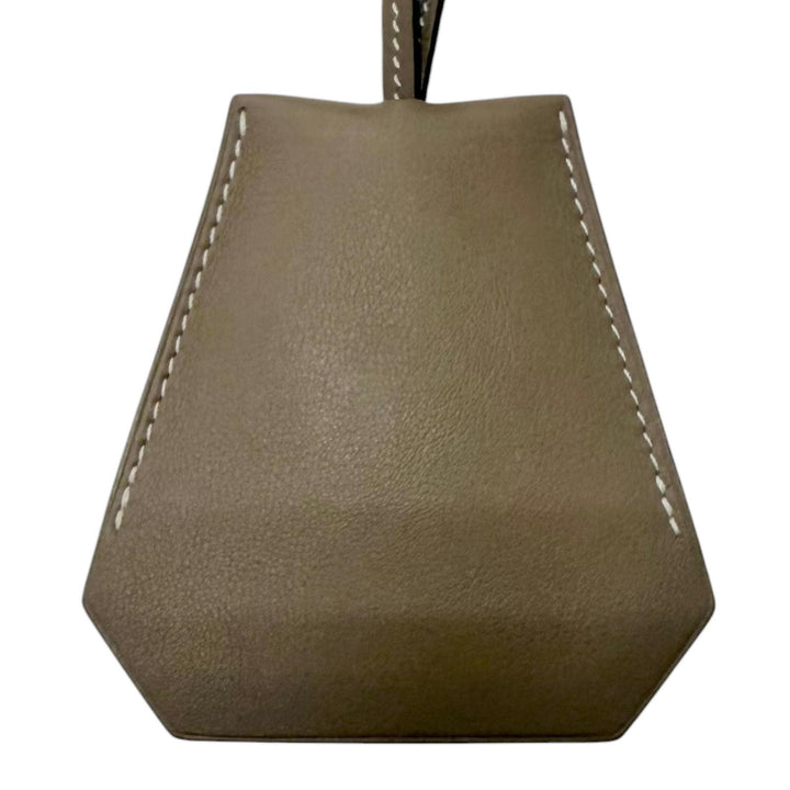 美品□HERMES エルメス ヴォースイフト ラージ レザー クロシェット ネックレス エトゥープ C刻印入り フランス製 メンズ レディース