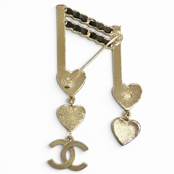 極美品△CHANEL シャネル L24A ABE085 ココマーク ハート 音符 ブローチ ゴールド マルチカラー フランス製 レディース 箱付き オススメ