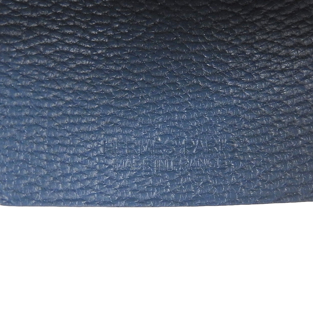 極美品▲HERMES エルメス イヤーズギフト レザー キークロシェット バッグチャーム ブルー系 フランス製 レディース 箱付き