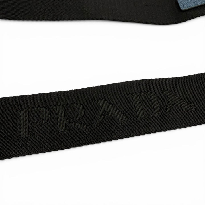 未使用品▼PRADA プラダ 2ZH126 サフィアーノレザー トライアングルロゴ 三角プレート スマートフォンケース ショルダーバッグ ブルー