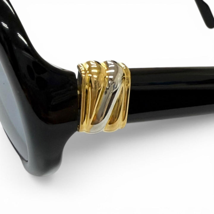美品□Cartier カルティエ ヴィンテージ 135 トリニティ オーバルフレーム サングラス ブラック ブルー系レンズ 度入 フランス製 メンズ