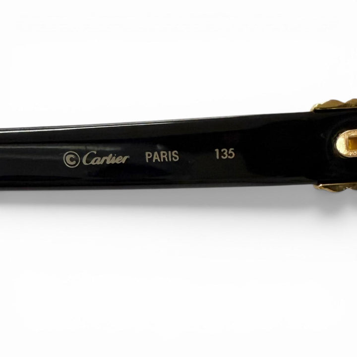 美品□Cartier カルティエ ヴィンテージ 135 トリニティ オーバルフレーム サングラス ブラック ブルー系レンズ 度入 フランス製 メンズ