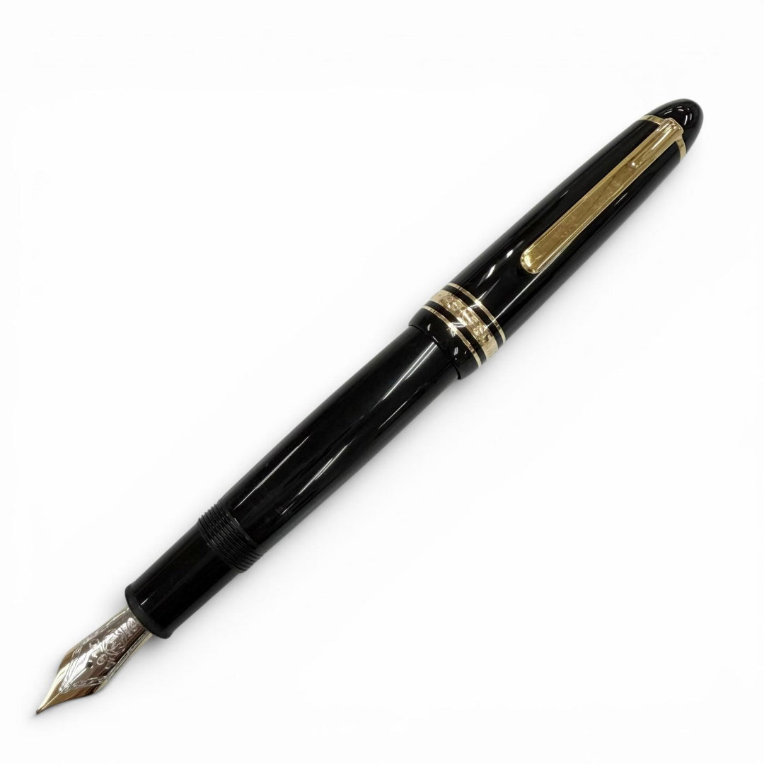極美品▼MONTBLANC モンブラン マイスターシュテュック 147 トラベラー ペン先14K Mニブ ホワイトスター 万年筆 ブラック ゴールド