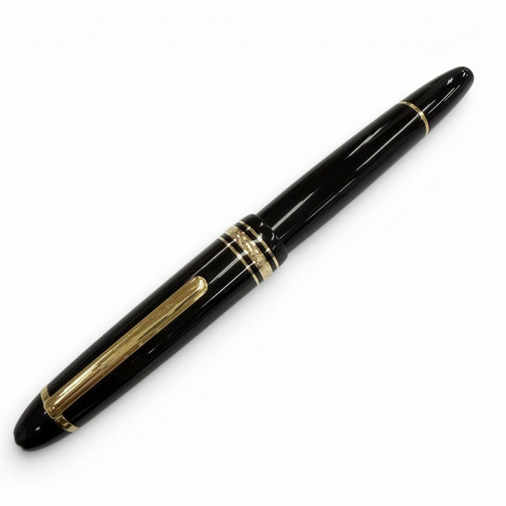 極美品▼MONTBLANC モンブラン マイスターシュテュック 147 トラベラー ペン先14K Mニブ ホワイトスター 万年筆 ブラック ゴールド