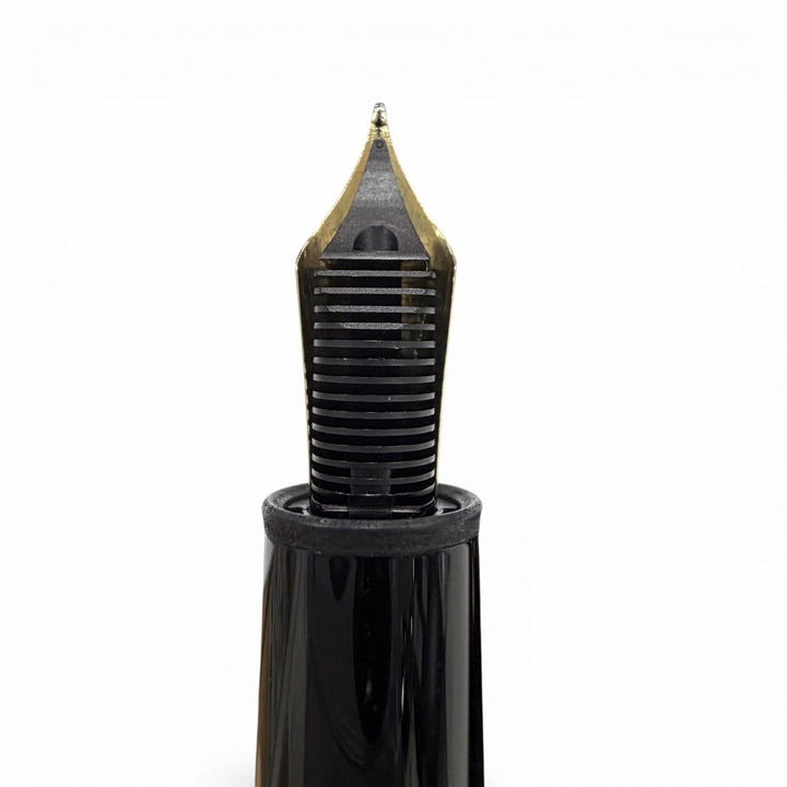 極美品▼MONTBLANC モンブラン マイスターシュテュック 147 トラベラー ペン先14K Mニブ ホワイトスター 万年筆 ブラック ゴールド