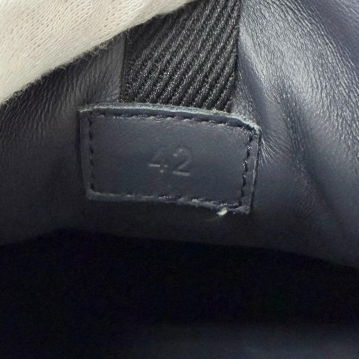 美品□HERMES エルメス 2024年製 242839Z ジャンプ レザー Hロゴデザイン ローカットスニーカー ネイビー 42 イタリア製 定価185900円