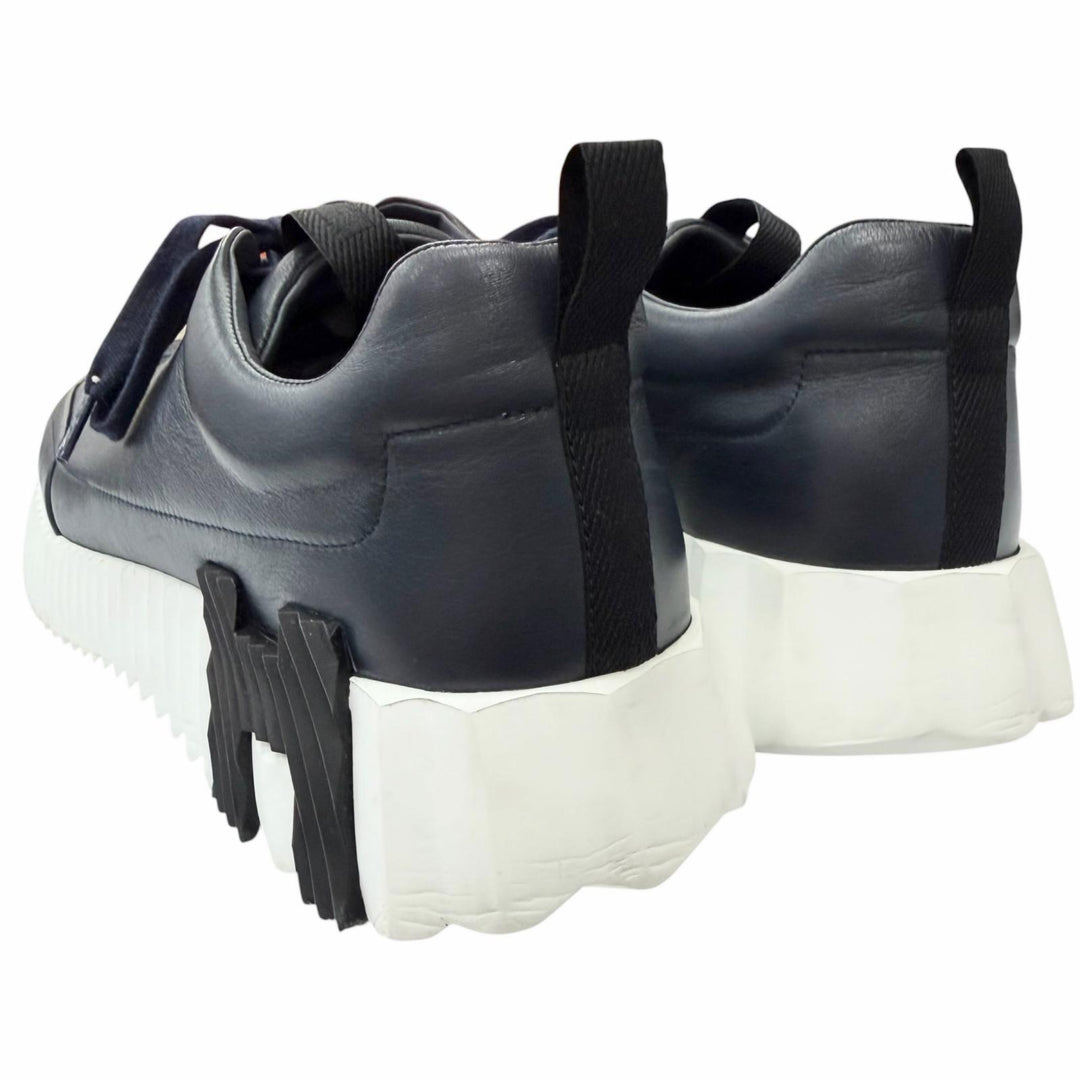 美品□HERMES エルメス 2024年製 242839Z ジャンプ レザー Hロゴデザイン ローカットスニーカー ネイビー 42 イタリア製 定価185900円