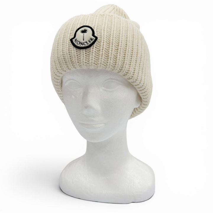 極美品▼MONCLER GENIUS 8 Palm Angels モンクレール ジーニアス 8 パーム エンジェルス ウール100% ワッペン付き ニットキャップ 正規品