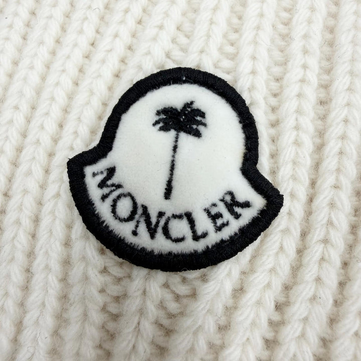 極美品▼MONCLER GENIUS 8 Palm Angels モンクレール ジーニアス 8 パーム エンジェルス ウール100% ワッペン付き ニットキャップ 正規品