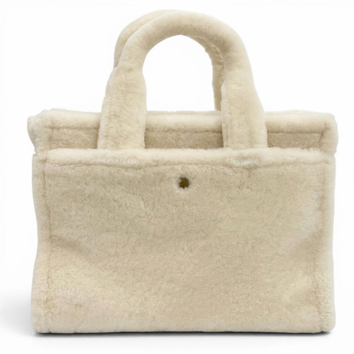 未使用品★COACH コーチ CY386 カーゴ トートバッグ ブラス チョーク チャーム付 2WAY シアリング ファー レディース 保存袋付き