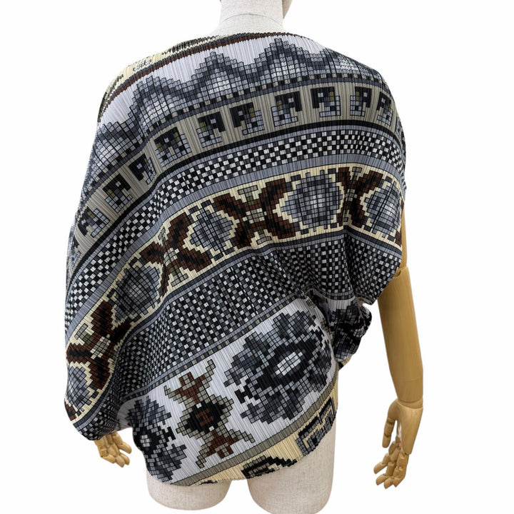 極美品☆PLEATS PLEASE プリーツプリーズ イッセイミヤケ PP03-JK555 アラベスク柄 変形トップス カットソー マルチ Mサイズ相当 正規品