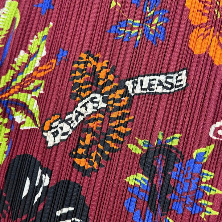 極美品△PLEATS PLEASE プリーツプリーズ イッセイミヤケ PP33-JH778 ハワイアン ハイビスカス ハイネック 長袖ワンピース 希少 4 正規品