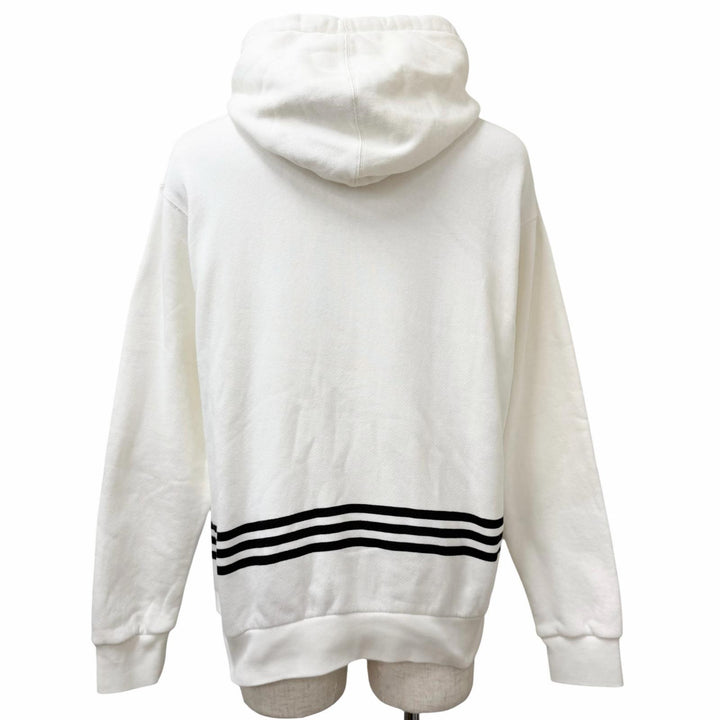美品□GUCCI×adidas グッチ×アディダス 717427 コットン トレフォイル ロゴプリント プルオーバー パーカー ホワイト XS 正規品 メンズ