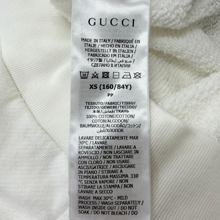 美品□GUCCI×adidas グッチ×アディダス 717427 コットン トレフォイル ロゴプリント プルオーバー パーカー ホワイト XS 正規品 メンズ