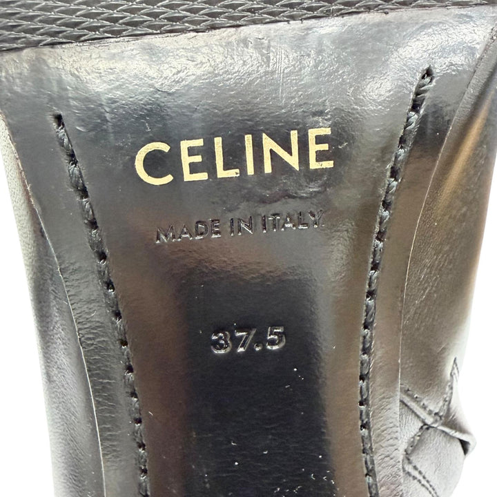 美品△CELINE セリーヌ トリオンフ サイドジップ レザー アンクルブーツ ショートブーツ ブラック 37.5 イタリア製 レディース