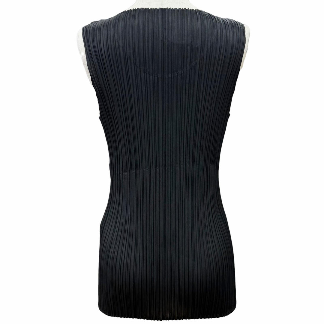 極美品△PLEATS PLEASE プリーツプリーズ イッセイミヤケ PP04-JK600 ノースリーブ トップス カットソー タンクトップ ブラック 3 正規品