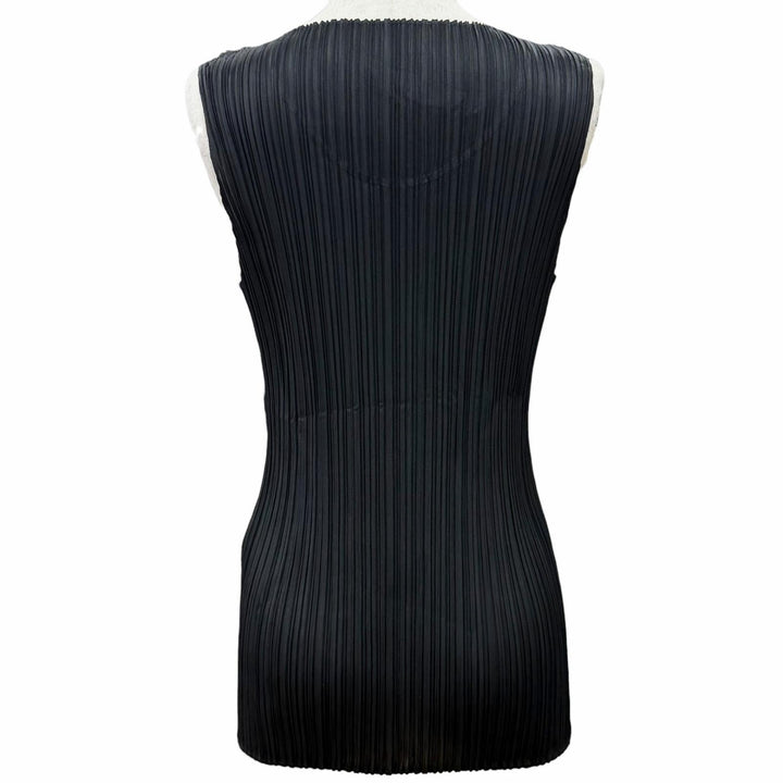 極美品△PLEATS PLEASE プリーツプリーズ イッセイミヤケ PP04-JK600 ノースリーブ トップス カットソー タンクトップ ブラック 3 正規品