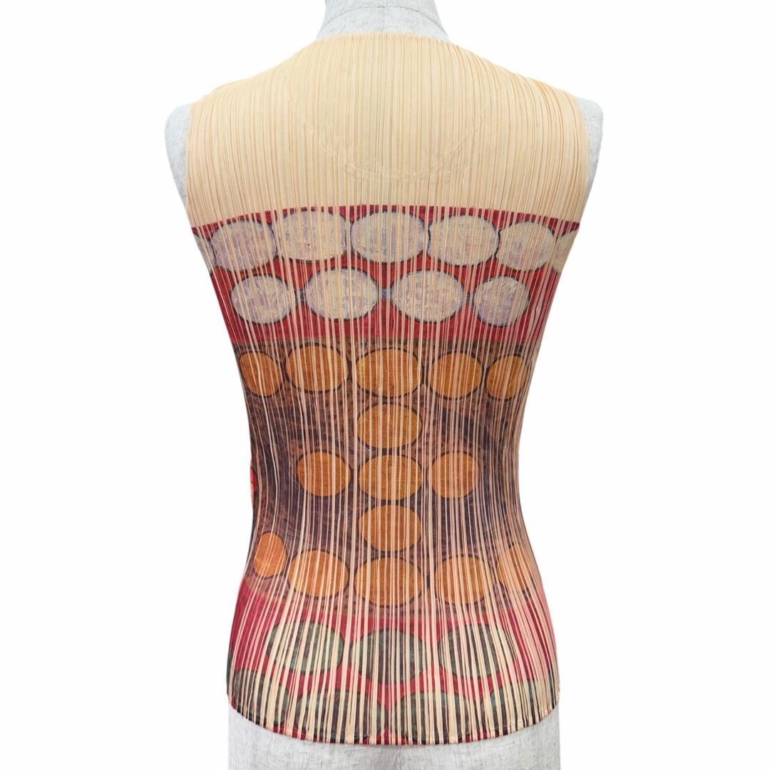 極美品△PLEATS PLEASE プリーツプリーズ イッセイミヤケ PP83-JK228 フローラルプリント ノースリーブ トップス タンクトップ 3 正規品