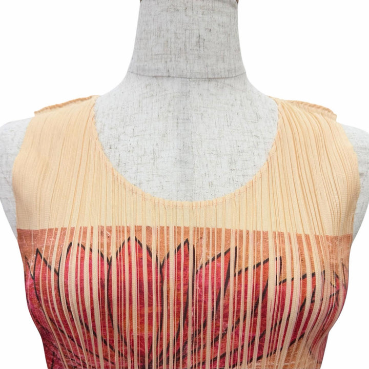 極美品△PLEATS PLEASE プリーツプリーズ イッセイミヤケ PP83-JK228 フローラルプリント ノースリーブ トップス タンクトップ 3 正規品
