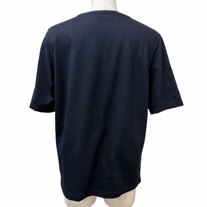 美品□HERMES エルメス ハローミスターファリエール ロボット ラムレザーパッチ 半袖Ｔシャツ カットソー ネイビー M イタリア製 メンズ