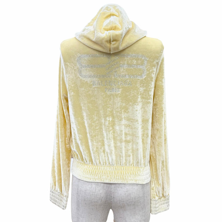 未使用品△BALENCIAGA バレンシアガ 2022年製 753474 バックロゴ フィットジップアップ フーディー クロップド パーカー S 正規品
