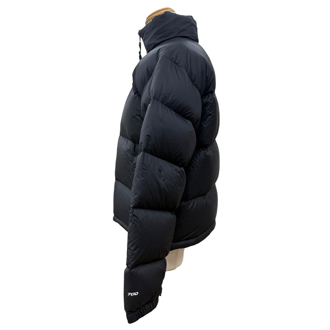 美品▼THE NORTH FACE ザ ノースフェイス NUPTSE JACKET フード入り ロゴ刺繍 ジップアップ ダウンジャケット ブラック M メンズ