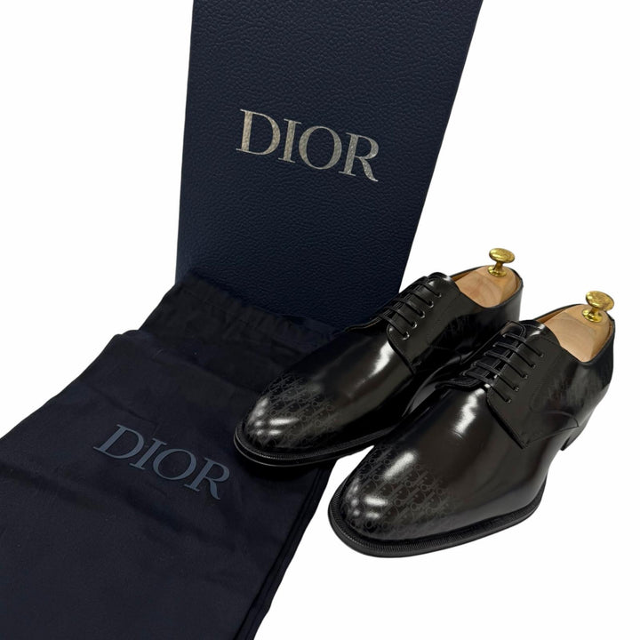 未使用品□DIOR ディオール オム Timeless タイムレス レザー オブリーク ダービーシューズ ドレスシューズ ブラック 41.5 イタリア製