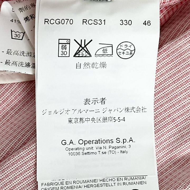 未使用品▲ARMANI COLLEZIONI アルマーニコレッツォーニ チェック柄 テーラードジャケット レッド EU 46 ルーマニア製 正規品 メンズ