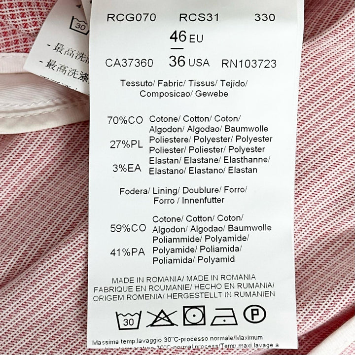 未使用品▲ARMANI COLLEZIONI アルマーニコレッツォーニ チェック柄 テーラードジャケット レッド EU 46 ルーマニア製 正規品 メンズ